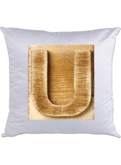 اشتري U-Printed Decorative Pillow White/Brown 40 x 40سم في الامارات