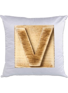 اشتري V-Printed Decorative Pillow White/Brown 40 x 40سم في الامارات