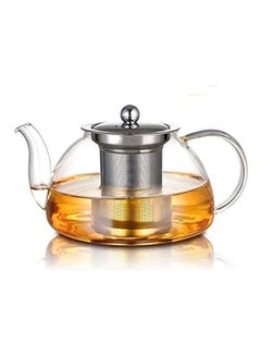 Buy Glass Teapot With Removable Stainless Steel Infuser Clear/Silver in UAE