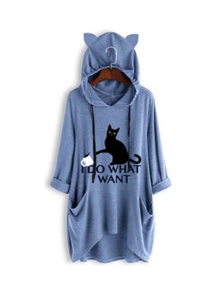 Buy Comfortable Hooded Neck Pullover Blue in UAE