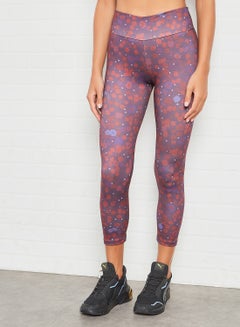 Buy Women's High Rise Sports Training Workout Stretch Leggings With Elastic Waist and All Over Print Multicolour in Saudi Arabia