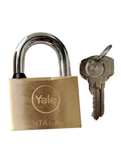 Buy Padlock Brass With 2 Keys Gold/Silver 70mm in UAE