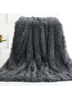 Buy Fur Throw Blanket Cotton Grey 63x51inch in UAE