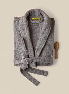 Buy Bathrobe - 380 GSM 100% Cotton Terry Silky Soft Spa Quality Comfort - Shawl Collar & Pocket - Mountain Grey Color - 1 Piece Mountain Grey S/M in UAE