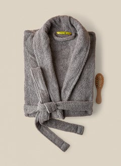 Buy Bathrobe - 380 GSM 100% Cotton Terry Silky Soft Spa Quality Comfort - Shawl Collar & Pocket - 1 Piece Mountain Grey S/Mcm in UAE