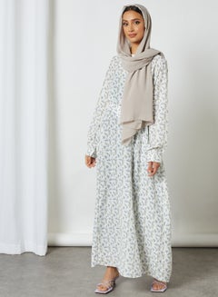 Buy Floral Printed Long Sleeves Round Neck Modest Dress Multicolour in Saudi Arabia