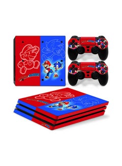 Buy Console And Controller Sticker Set For PlayStation 4 Pro Mario Sonic in UAE