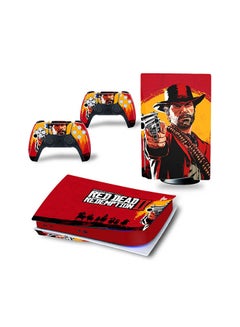 Full Set Skin Decal for PS5 Console Disc Edition,Red Dead