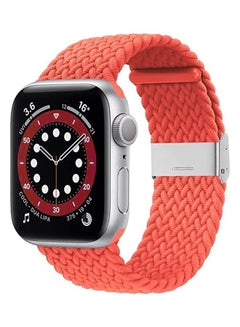 Buy Adjustable Braided Elastic Loop Wristband with Buckles For iWatch Series 6/SE/5/4/3/2/1 40-38mm Orange in UAE