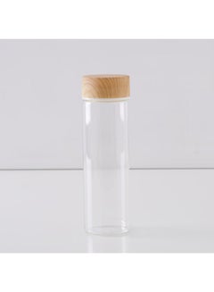 Buy Borosilicate Water Bottle With Wooden Lid Clear in UAE