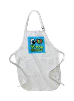 اشتري Bright Eye Heart I Love You Only When Give Cookies Printed Apron With Pockets Multicolour White في الامارات