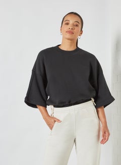 Buy Studio Lounge Fleece Top Black in UAE