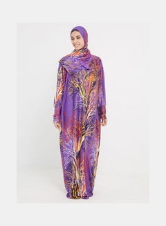 اشتري فستان طويل للصلاة بأكمام طويلة وطبعة زهور متعدد الألوان في السعودية