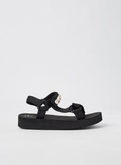 Buy Seashell Embellished Sandals Black in Saudi Arabia