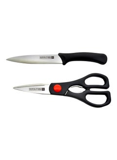 Buy 2-Piece Utility Knife And Scissor Set Black/Silver 5inch in UAE