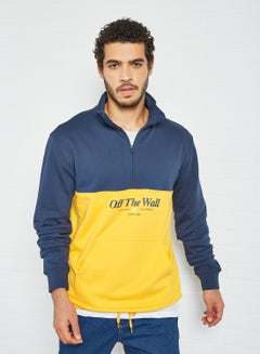 Buy Frequency Quarter Zip Sweatshirt Navy/Yellow in UAE