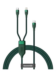 Buy 100W Fast Charging USB C to C and Lightning, Flash Series USB Data Cable Max 1.2M Compatible for Apple 13 12 11 Series, MacBook, iPad, Xiaomi, Samsung, Huawei and More (2 in 1) Green in Saudi Arabia