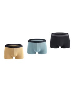 Buy 3-Piece Casual Boxer Brief Light Blue/Black/Yellow in Saudi Arabia