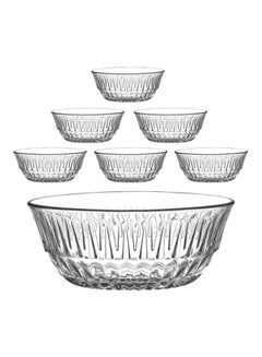 اشتري طقم سلطانيات تقديم من 7 قطع شفاف Large Serving Bowl 2050 ml, Serving Bowls 345ملليلتر في السعودية