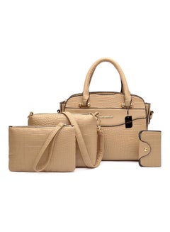 Buy 4-Piece Classic Elegant Fashion Shoulder Bag Set Beige in Saudi Arabia