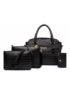 Buy 4-Piece Classic Elegant Fashion Shoulder Bag Set Black in Saudi Arabia
