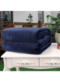 Buy Solid Colour Blanket Flannel Blue 120x200cm in UAE