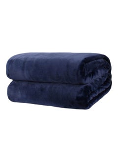 Buy Solid Colour Blanket Flannel Blue 200x230cm in UAE