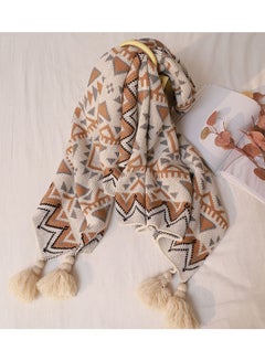 Buy Sofa Blanket Combination Beige/Brown/Grey 130x150cm in UAE