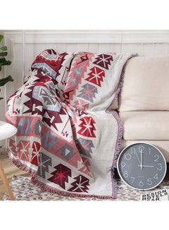 Buy A Vintage European Blanket Combination White/Red/Grey 130x180cm in UAE