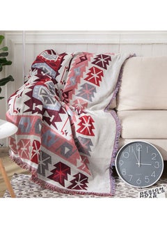 Buy A Vintage European Blanket combination Red/Beige/Purple 90x240cm in UAE