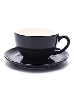 Buy Ceramic Coffee Cup And Saucer Set Black in Saudi Arabia