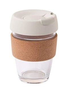 Buy Reusable Coffee Cup Glass With Lid Multicolour in UAE
