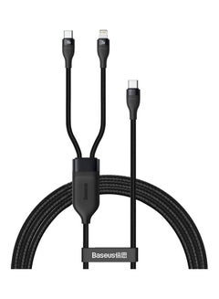 Buy 100W Fast Charging USB C to C and Lightning, Flash Series USB Data Cable Max 1.2M Compatible for Apple 13 12 11 Series, MacBook, iPad, Xiaomi, Samsung, Huawei and More (2 in 1) Black in Saudi Arabia