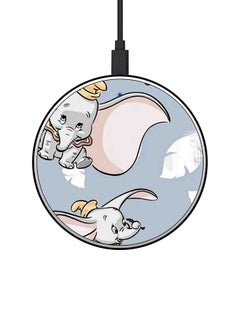 Buy Baby Elephant Flying Printed Fast Wireless Charger With USB Cable Grey/Pink/White in UAE