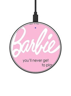 Buy Barbie Printed Fast Wireless Charger With USB Cable Pink/White/Black in UAE