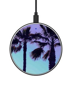 Buy Tree Printed Ultra Slim Fast Wireless Charger With USB Cable Blue/Purple/Black in UAE