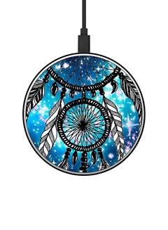 Buy Dreamcatcher Printed Ultra Slim Fast Wireless Charger With USB Cable Blue/Black/White in UAE