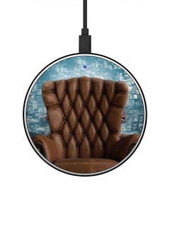 Buy Sofa Chair Printed Ultra Slim Fast Wireless Charger With USB Cable Brown/Blue/White in UAE