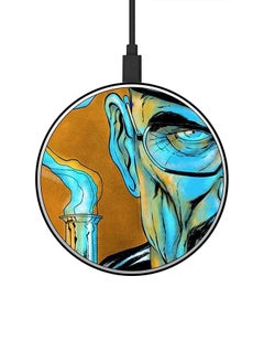 Buy Man Printed Ultra Slim Fast Wireless Charger With USB Cable Brown/Blue/Yellow in UAE