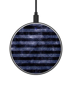 Buy Stripes Printed Ultra Slim Fast Wireless Charger With USB Cable Blue/Black in UAE