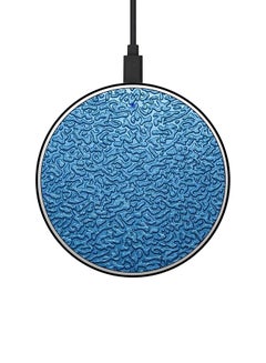 Buy Texture Printed Ultra Slim Fast Wireless Charger With USB Cable Blue in UAE