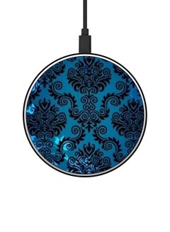 Buy Carpet Design Printed Ultra Slim Fast Wireless Charger With USB Cable Blue/Black in UAE