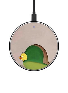 Buy Cartoon Printed Ultra Slim Fast Wireless Charger With USB Cable Grey/Green/Yellow in UAE