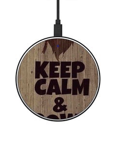 Buy Keep Calm And Glow Bread Printed Ultra Slim Fast Wireless Charger With USB Cable Brown/Black in UAE