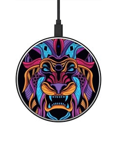 Buy Tattoo Animal Printed Fast Wireless Charger With USB Cable Multicolour in UAE