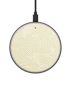 Buy Lines Printed Fast Wireless Charger With USB Cable Beige/White in Saudi Arabia