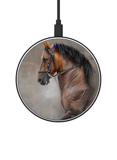 Buy Walking Horse Printed Ultra Slim Fast Wireless Charger With USB Cable Multicolour in UAE