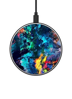 Buy Water Colour Printed Ultra Slim Fast Wireless Charger With USB Cable Multicolour in Saudi Arabia