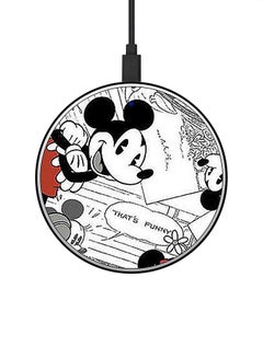 Buy Mickey Printed Fast Wireless Charger With USB Cable Multicolour in Saudi Arabia