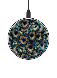 اشتري Peacock Wings Printed Fast Wireless Charger With USB Cable Multicolour في الامارات